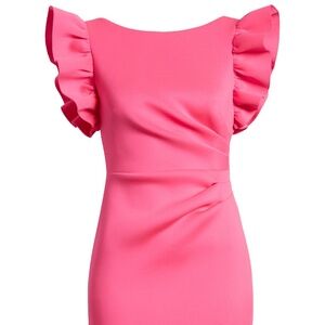 Eliza J Ruffle Sleeve Scuba Crepe Cocktail Sheath Dress